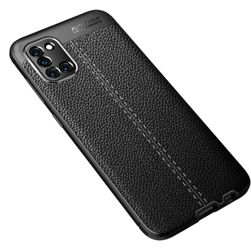 Hülle Samsung Galaxy A31 Schwarz Handyhülle Doppellinien-Litschileder-Effekt