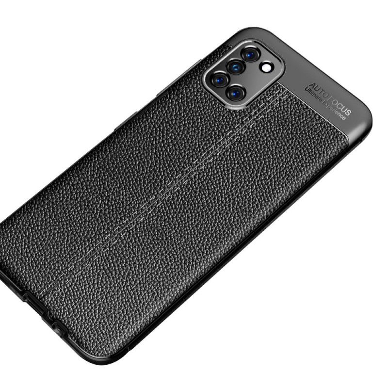 Hülle Samsung Galaxy A31 Schwarz Handyhülle Doppellinien-Litschileder-Effekt