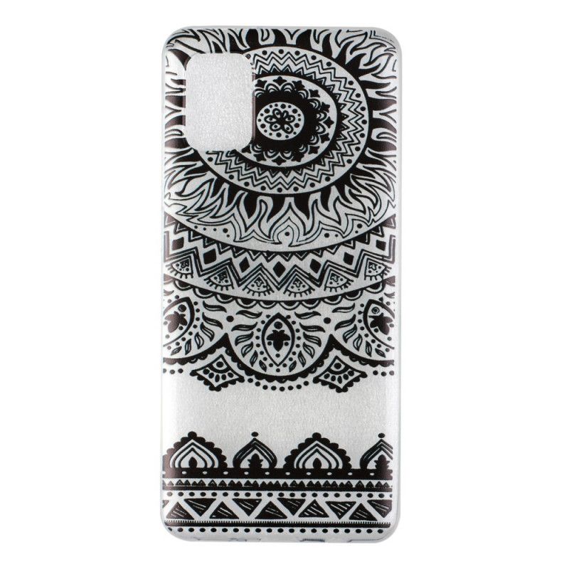 Hülle Samsung Galaxy A31 Schwarz Transparentes Blumenmandala