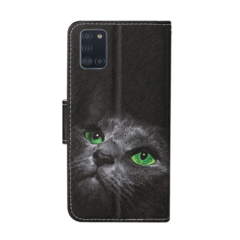 Lederhüllen Für Samsung Galaxy A31 Katze Mit Grünen Augen Und Tanga