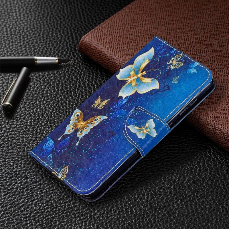 Lederhüllen Samsung Galaxy A31 Dunkelblau Könige Schmetterlinge