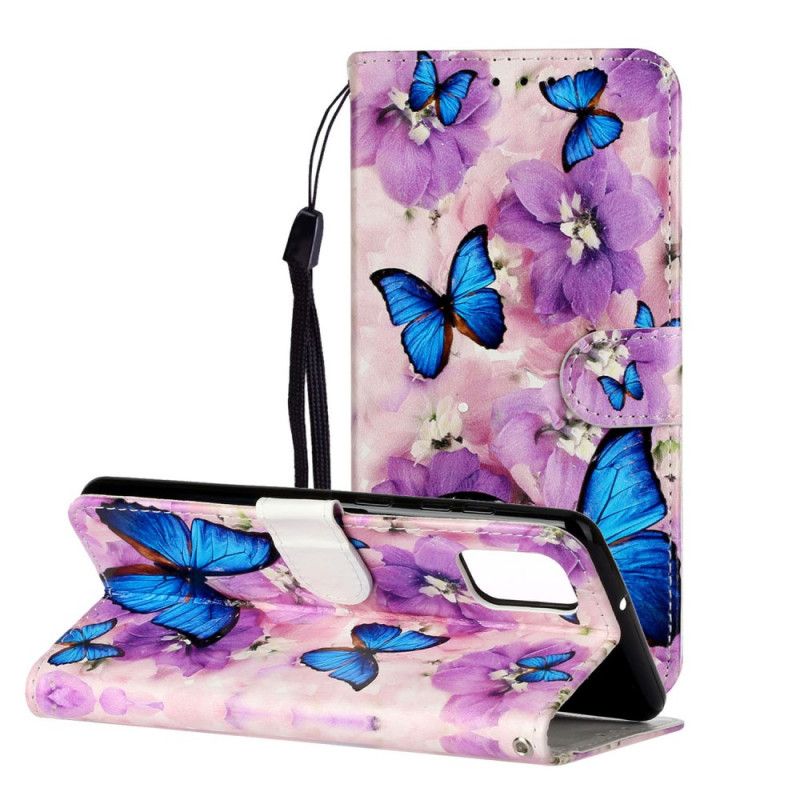 Lederhüllen Samsung Galaxy A31 Handyhülle Blumige Schmetterlinge
