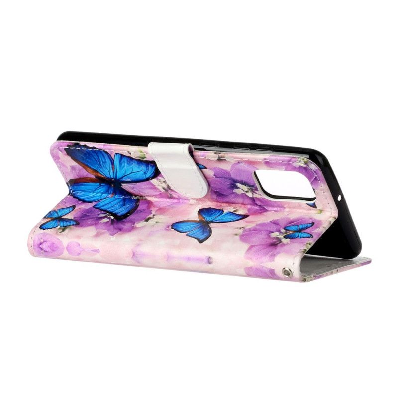 Lederhüllen Samsung Galaxy A31 Handyhülle Blumige Schmetterlinge