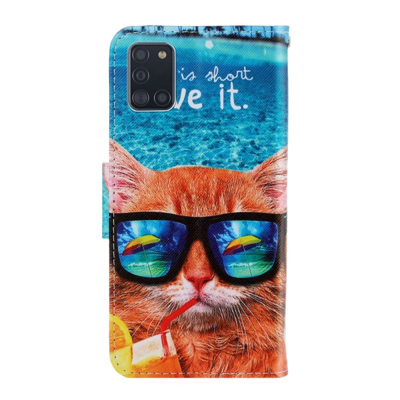 Lederhüllen Samsung Galaxy A31 Katze Lebe Es Mit Tanga