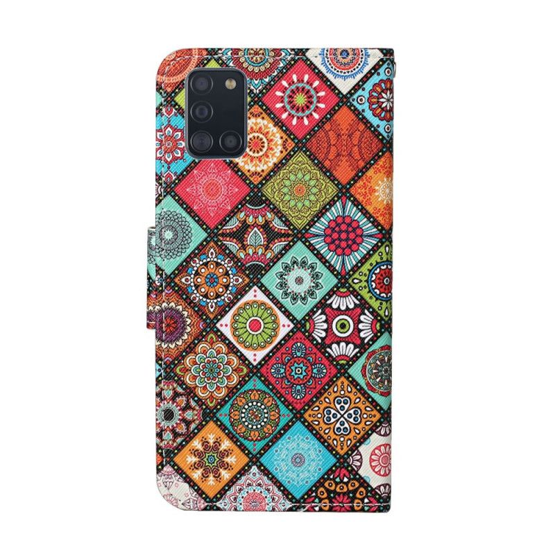 Lederhüllen Samsung Galaxy A31 Patchwork-Mandalas Mit Tanga