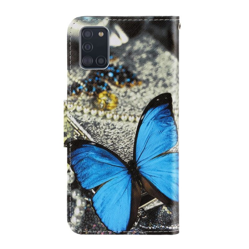 Lederhüllen Samsung Galaxy A31 Schwarz Schmetterlingsvariationen Mit Tanga