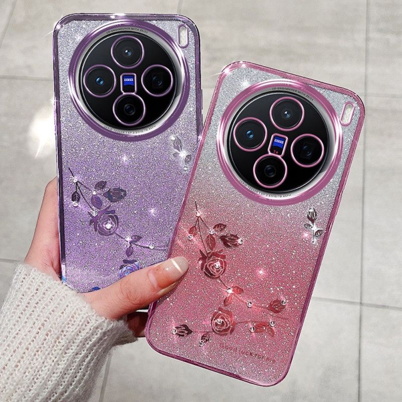 Hülle Vivo X200 Hülle Mit Blumen Und Strasssteinen