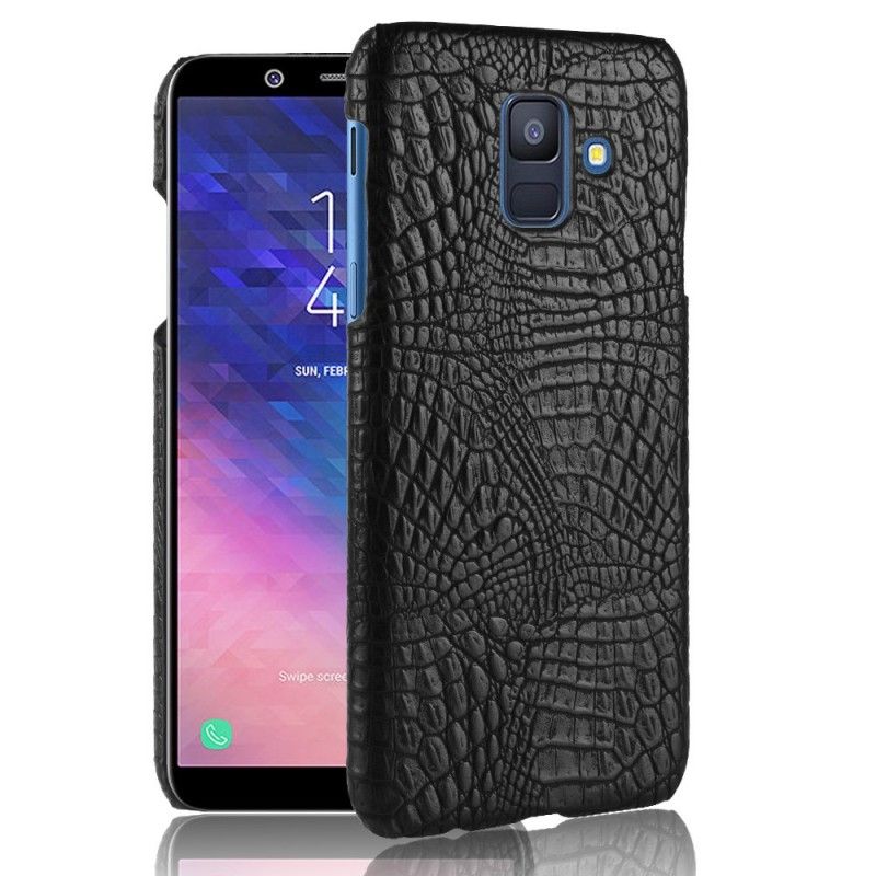 Hülle Für Samsung Galaxy A6 Schwarz Krokodilhauteffekt