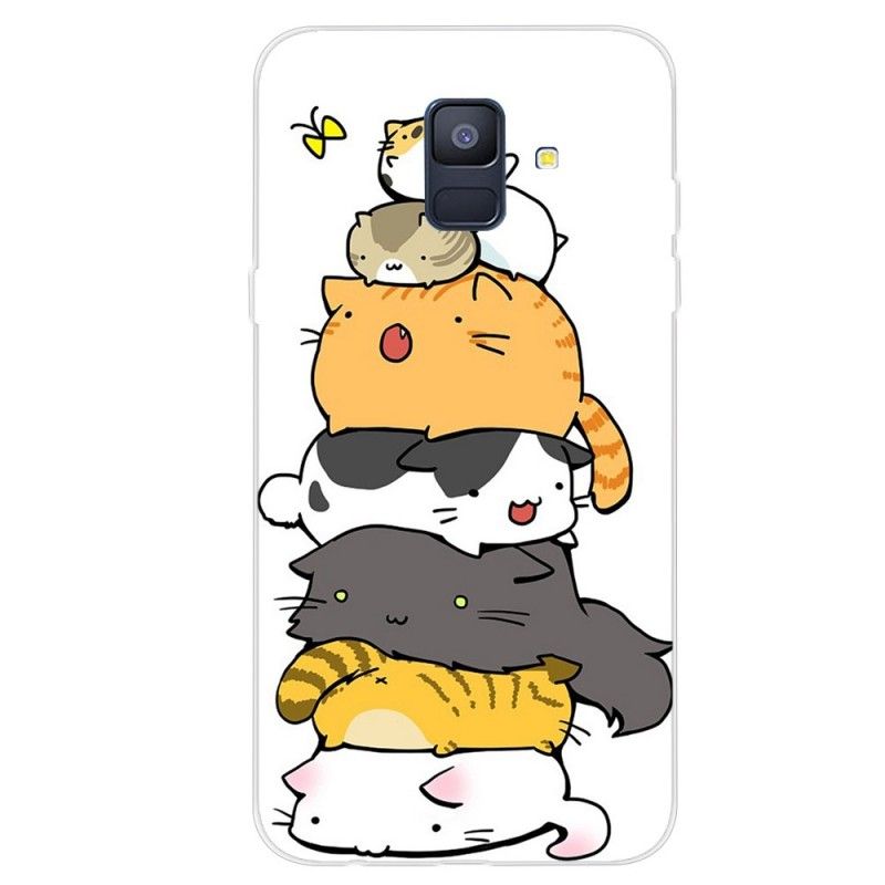 Hülle Samsung Galaxy A6 Handyhülle Stapel Von Comic-Katzen