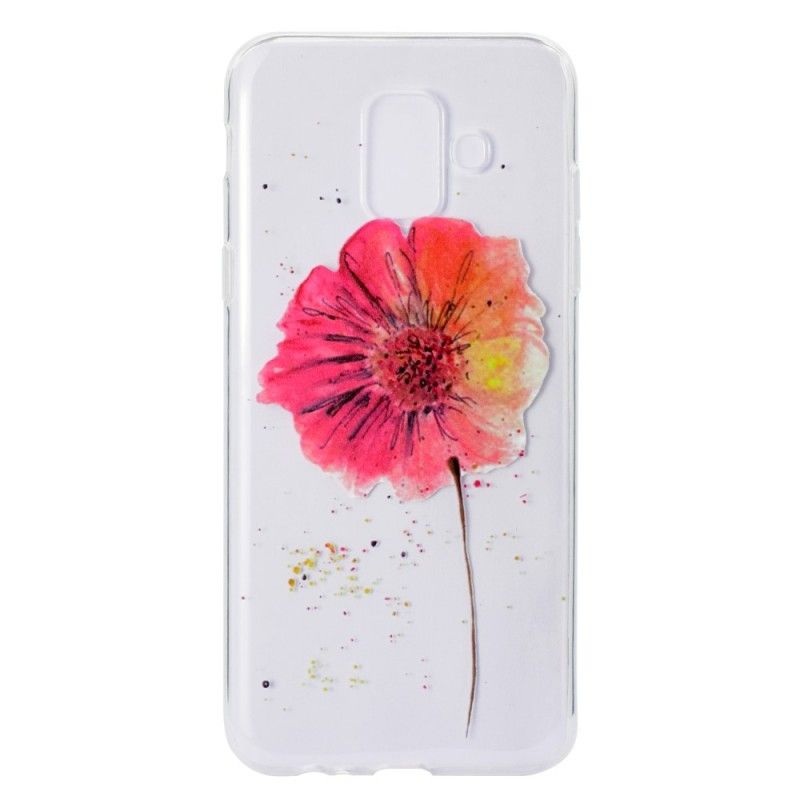 Hülle Samsung Galaxy A6 Transparente Aquarellmohnblume