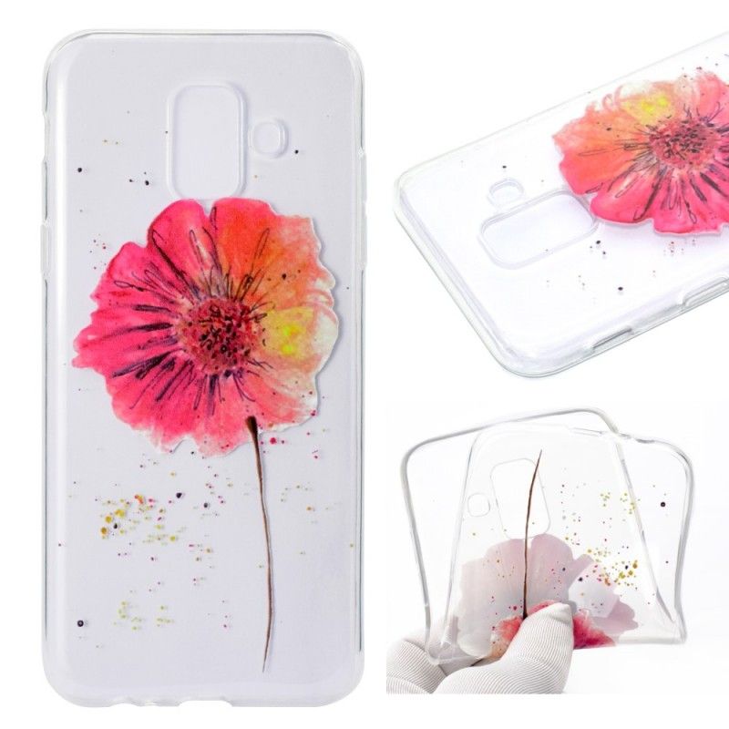 Hülle Samsung Galaxy A6 Transparente Aquarellmohnblume