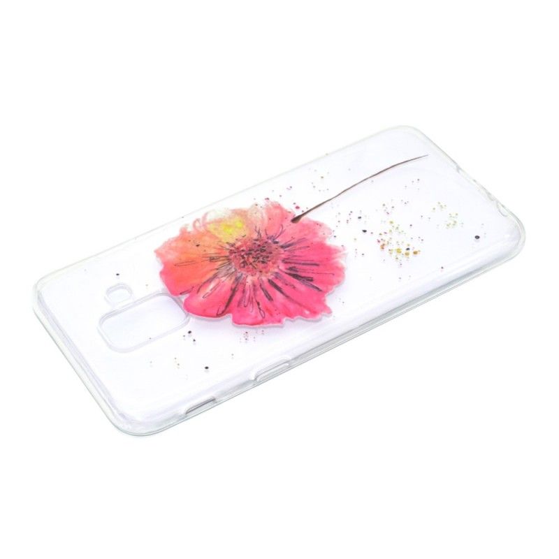 Hülle Samsung Galaxy A6 Transparente Aquarellmohnblume