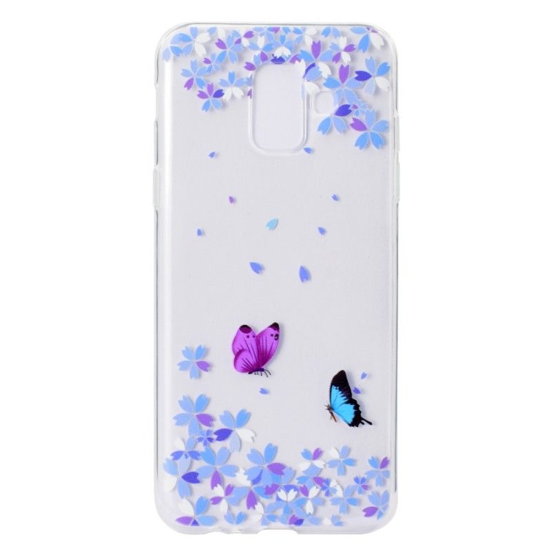 Hülle Samsung Galaxy A6 Transparente Schmetterlinge Und Blumen