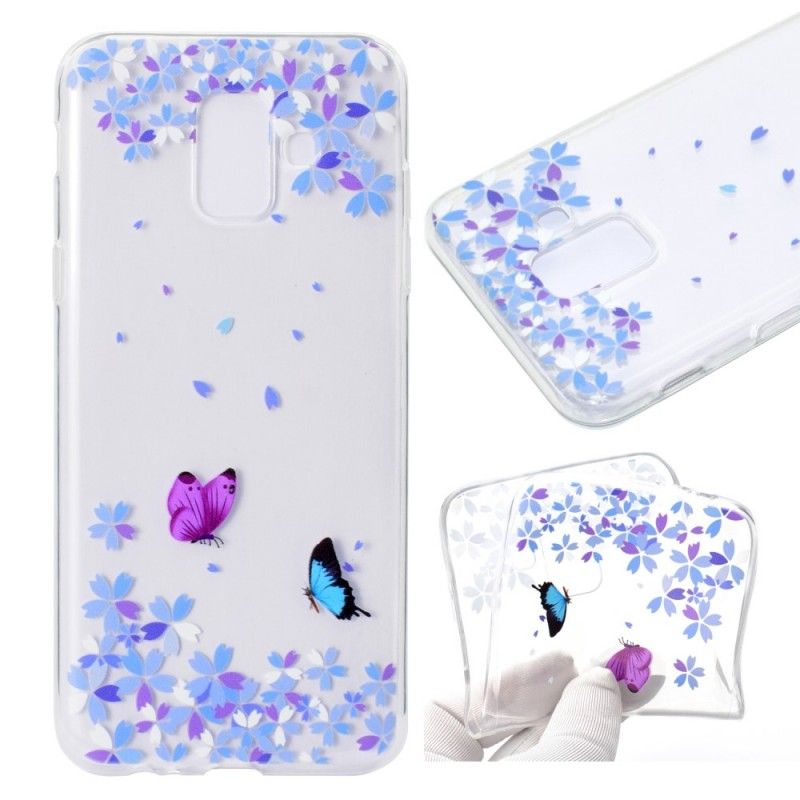 Hülle Samsung Galaxy A6 Transparente Schmetterlinge Und Blumen