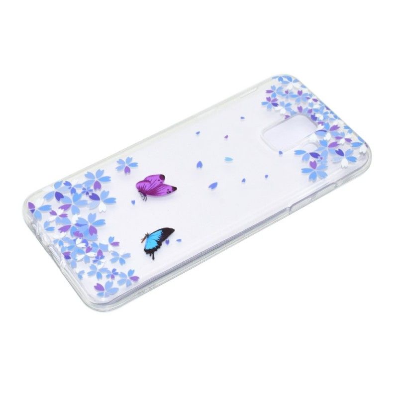Hülle Samsung Galaxy A6 Transparente Schmetterlinge Und Blumen