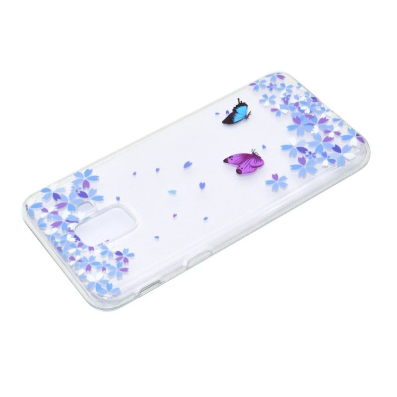 Hülle Samsung Galaxy A6 Transparente Schmetterlinge Und Blumen