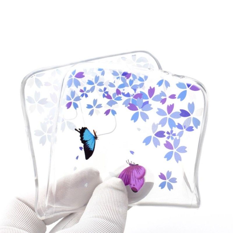 Hülle Samsung Galaxy A6 Transparente Schmetterlinge Und Blumen