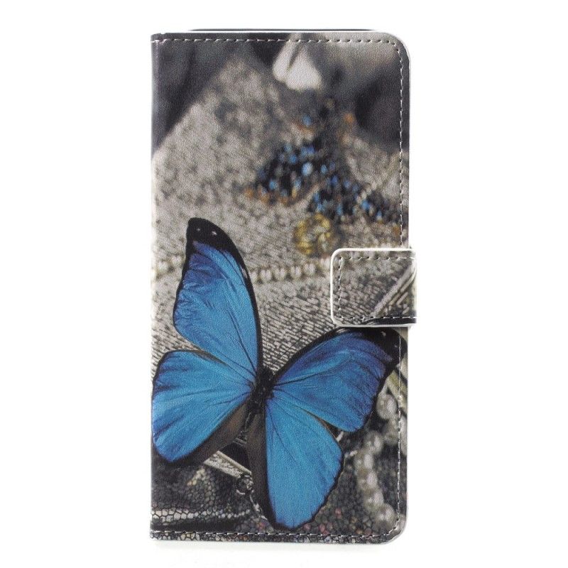 Lederhüllen Samsung Galaxy A6 Handyhülle Blauer Schmetterling