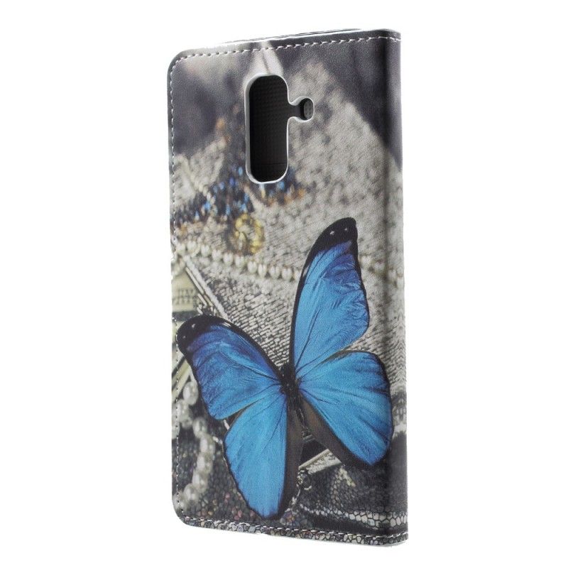 Lederhüllen Samsung Galaxy A6 Handyhülle Blauer Schmetterling