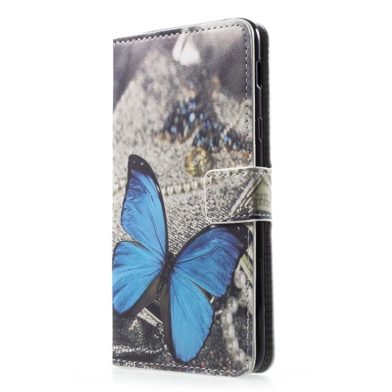 Lederhüllen Samsung Galaxy A6 Handyhülle Blauer Schmetterling