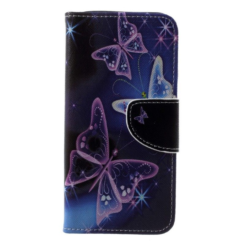 Lederhüllen Samsung Galaxy A6 Hellblau Schmetterlinge