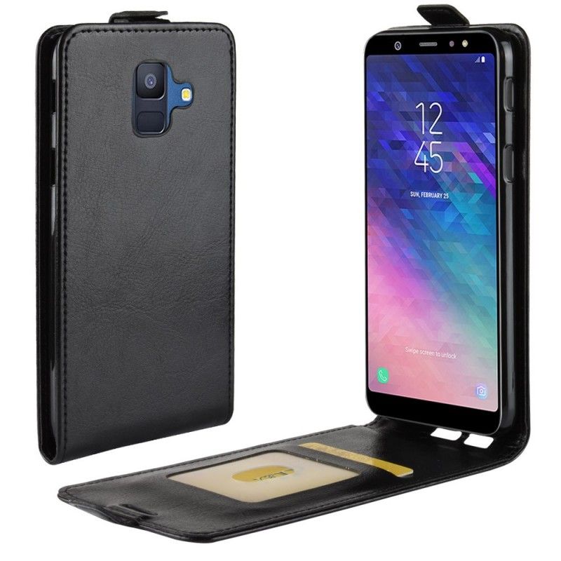 Lederhüllen Samsung Galaxy A6 Schwarz Faltbarer Ledereffekt