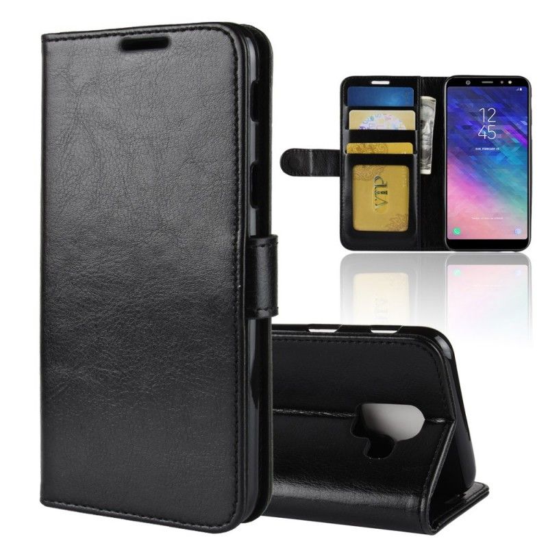 Lederhüllen Samsung Galaxy A6 Schwarz Handyhülle Ledereffekt