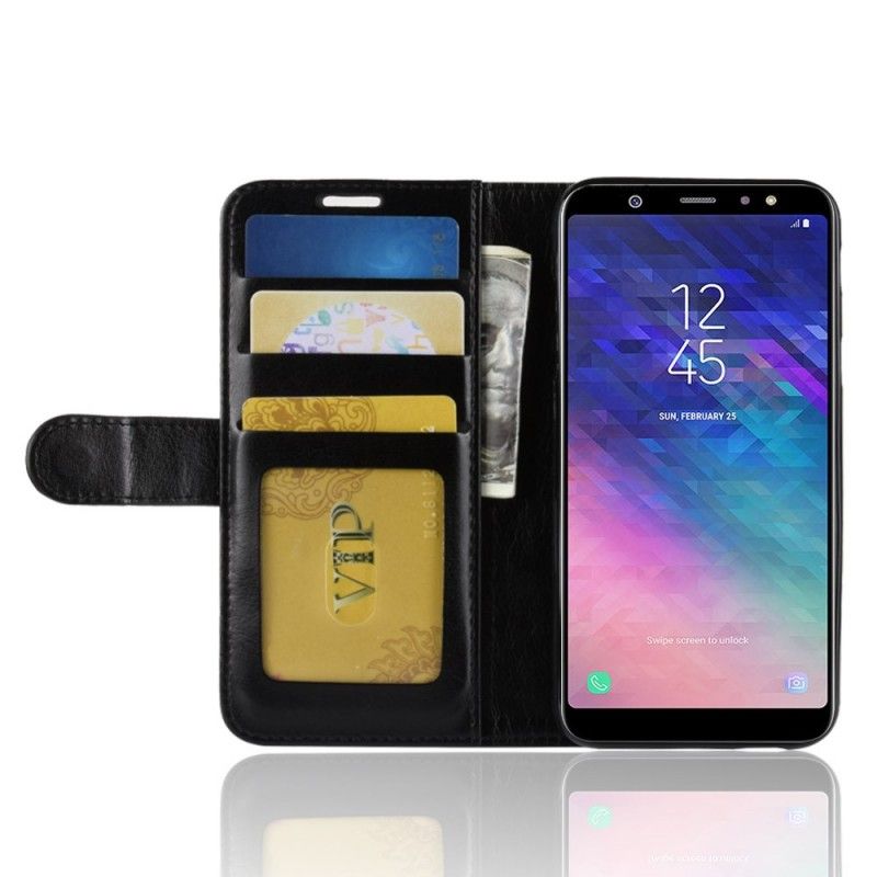 Lederhüllen Samsung Galaxy A6 Schwarz Handyhülle Ledereffekt