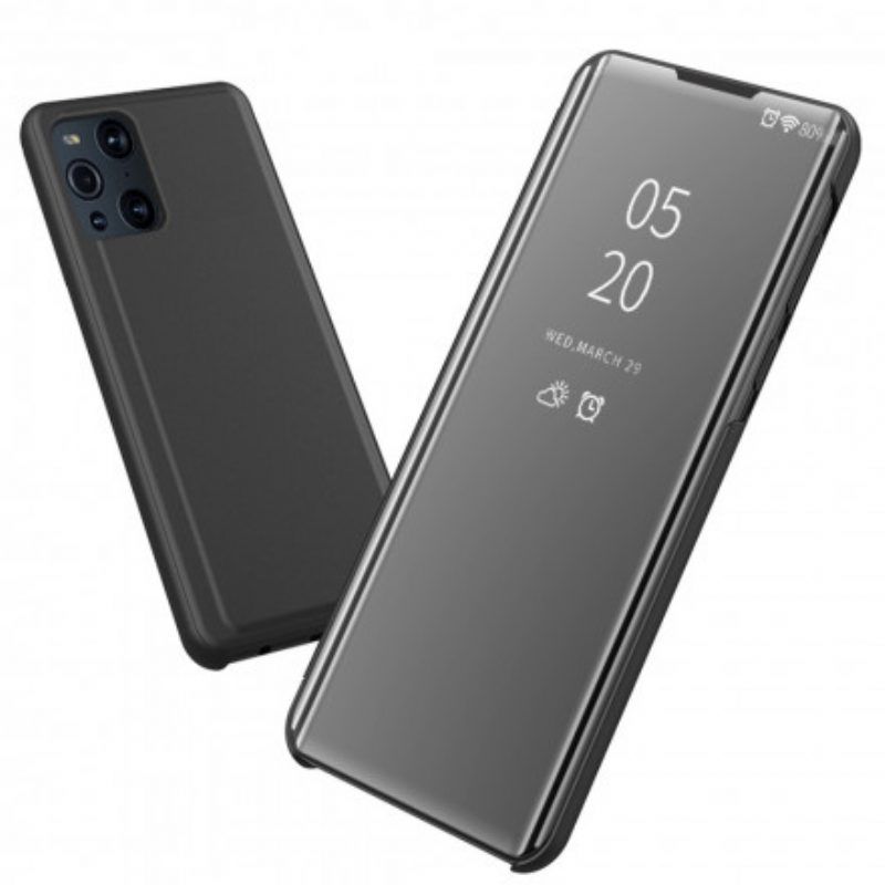 Schutzhülle Für Oppo Find X3 Pro Spiegel Und Kunstleder