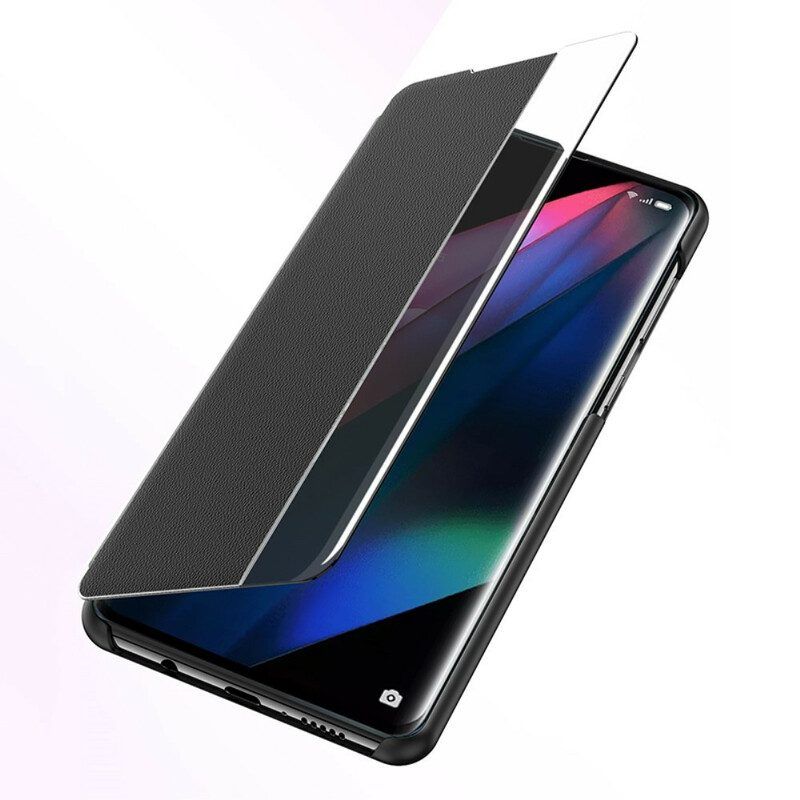 Schutzhülle Für Oppo Find X3 Pro Strukturiertes Kunstleder