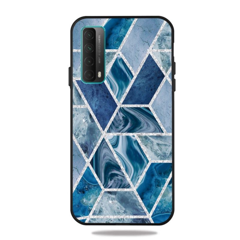 Hülle Für Huawei P Smart 2021 Schwarz Marmor Mit Dunkler Geometrie