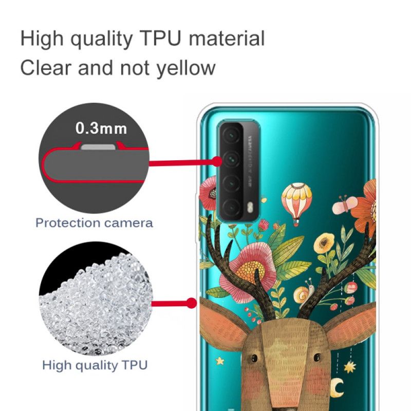 Hülle Huawei P Smart 2021 Handyhülle Durchsichtiger Blütenhirsch