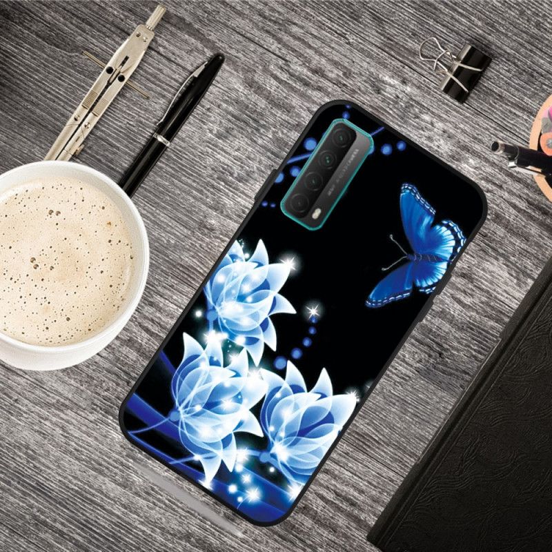 Hülle Huawei P Smart 2021 Handyhülle Schmetterling Und Blaue Blüten
