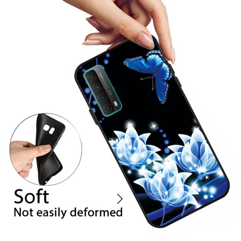 Hülle Huawei P Smart 2021 Handyhülle Schmetterling Und Blaue Blüten