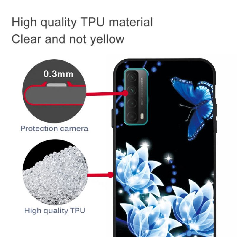 Hülle Huawei P Smart 2021 Handyhülle Schmetterling Und Blaue Blüten