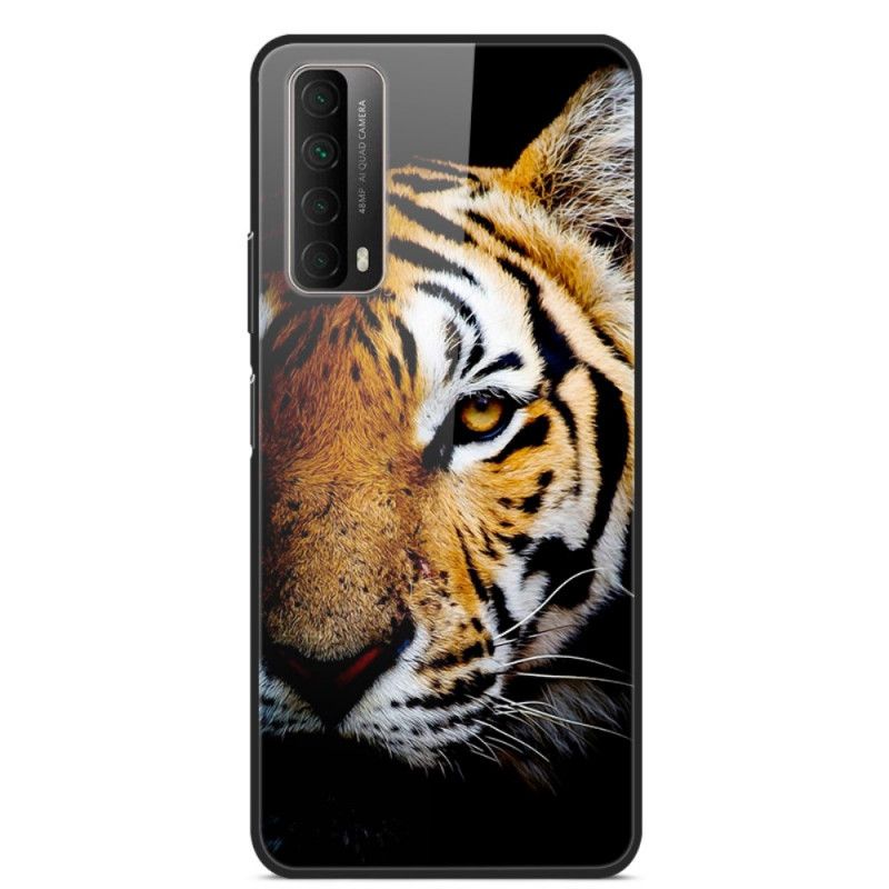 Hülle Huawei P Smart 2021 Realistisches Tiger-Gehärtetes Glas