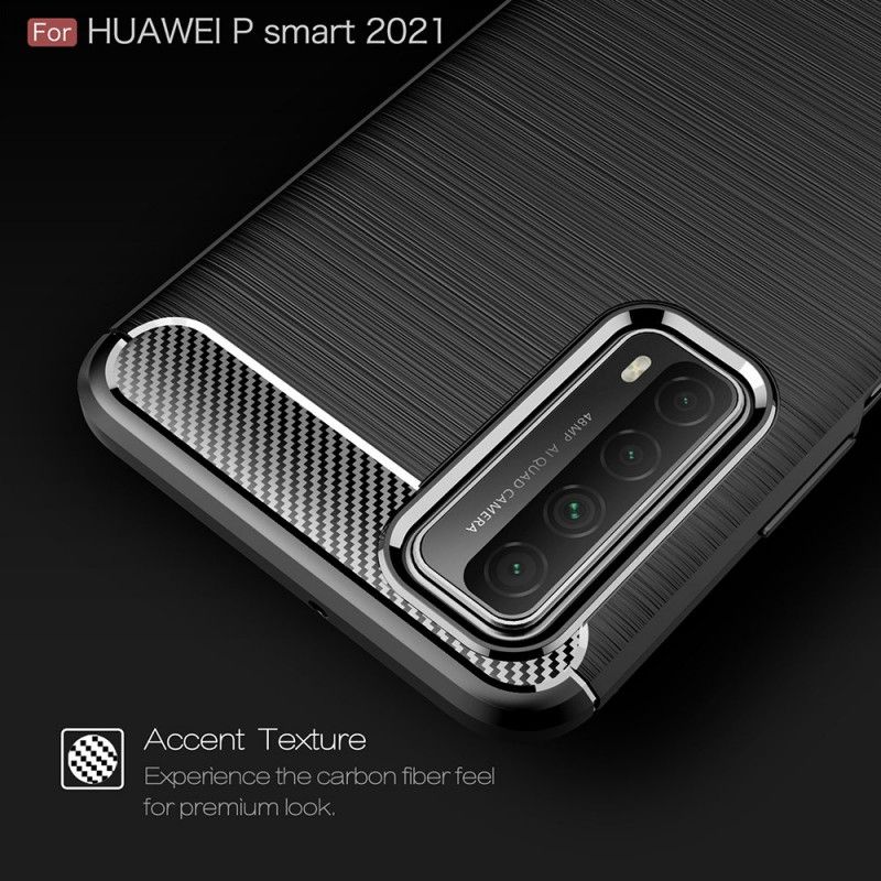 Hülle Huawei P Smart 2021 Schwarz Gebürstete Kohlefaser