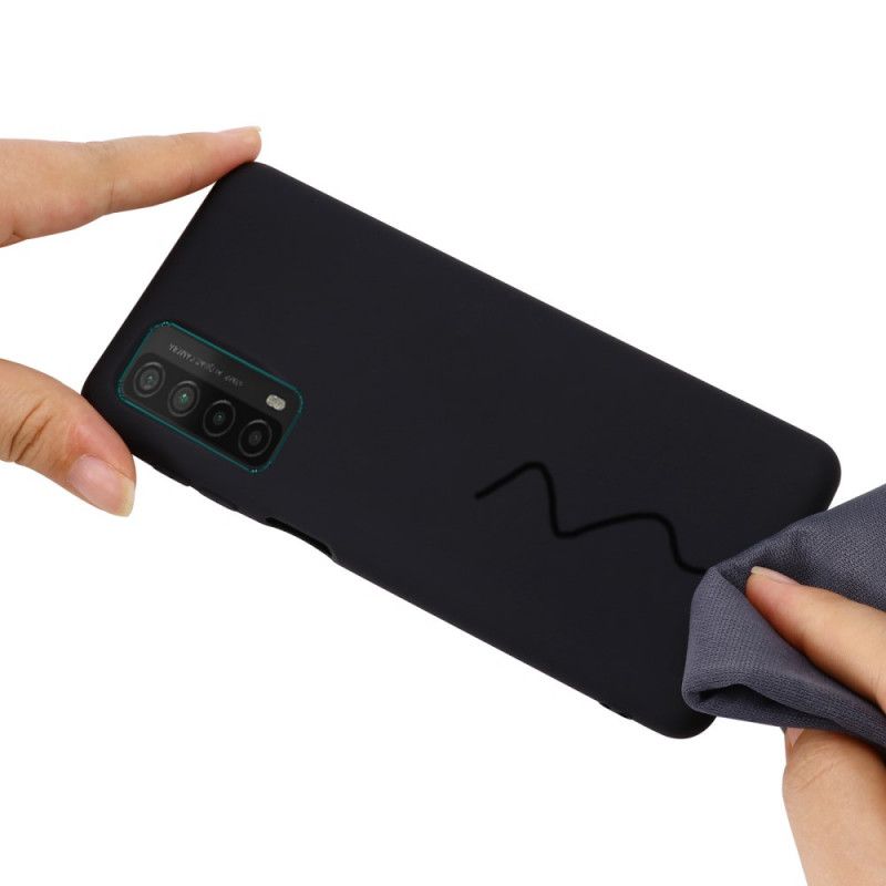 Hülle Huawei P Smart 2021 Schwarz Handyhülle Flüssiges Silikon Mit Armband