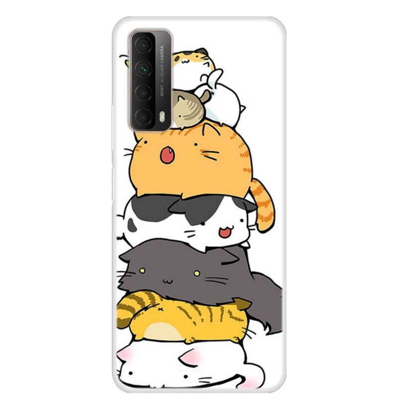 Hülle Huawei P Smart 2021 Stapel Von Comic-Katzen