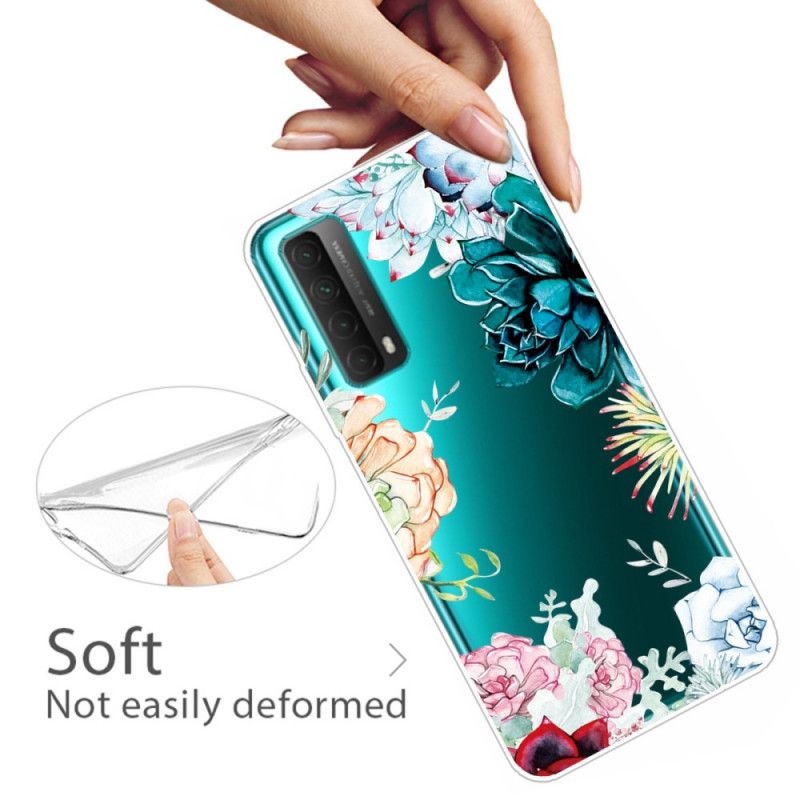 Hülle Huawei P Smart 2021 Transparente Aquarellblumen