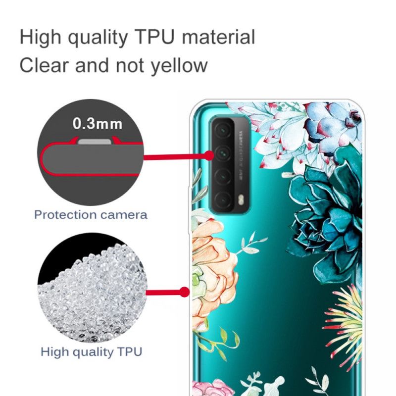 Hülle Huawei P Smart 2021 Transparente Aquarellblumen