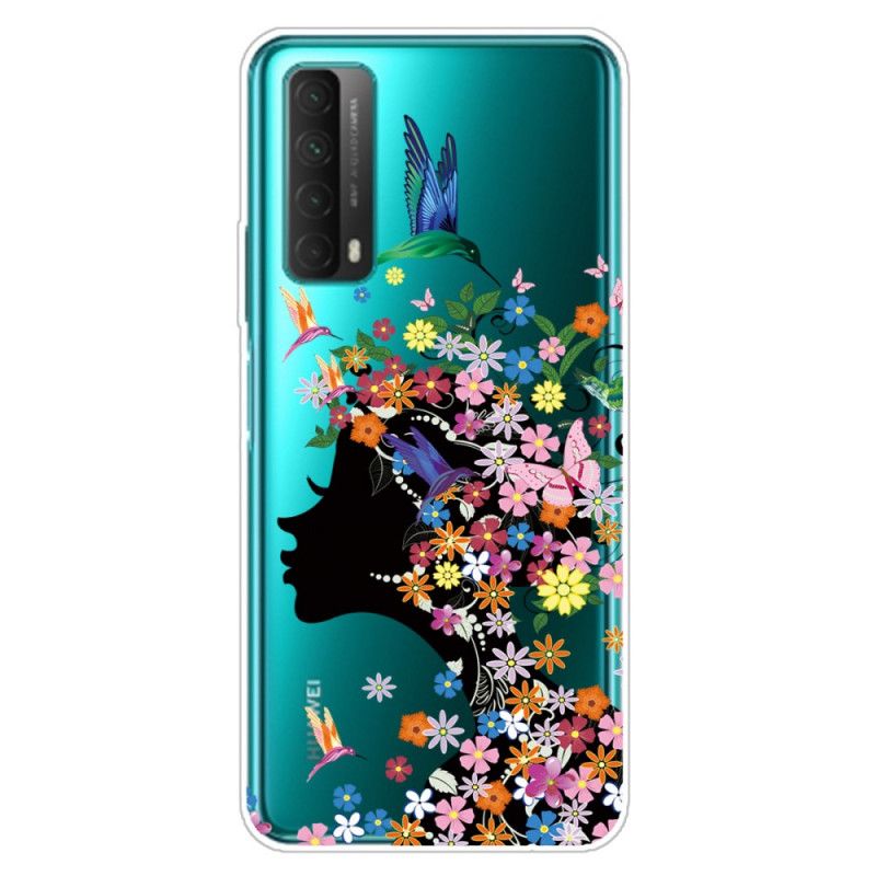 Hülle Huawei P Smart 2021 Transparentes Blumenmädchen