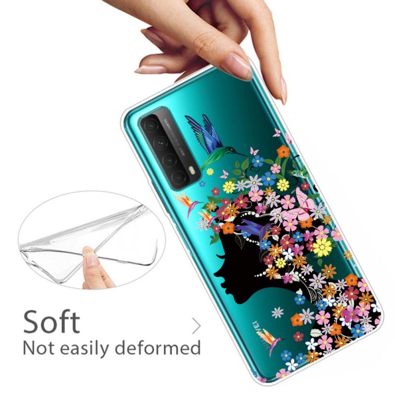 Hülle Huawei P Smart 2021 Transparentes Blumenmädchen