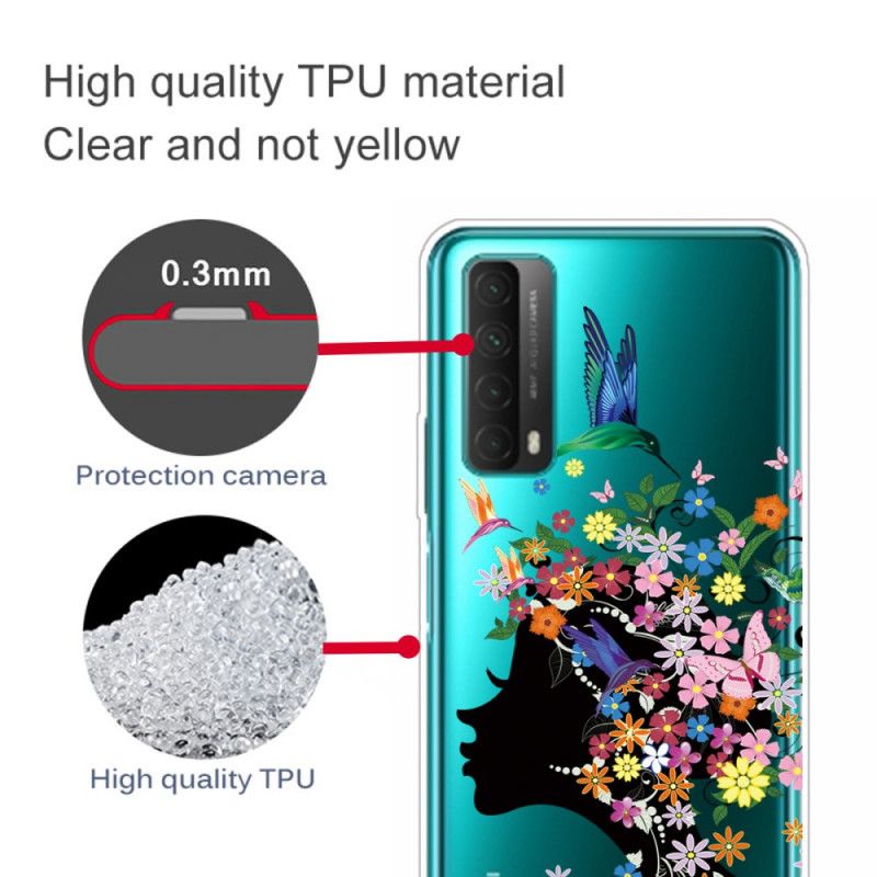 Hülle Huawei P Smart 2021 Transparentes Blumenmädchen