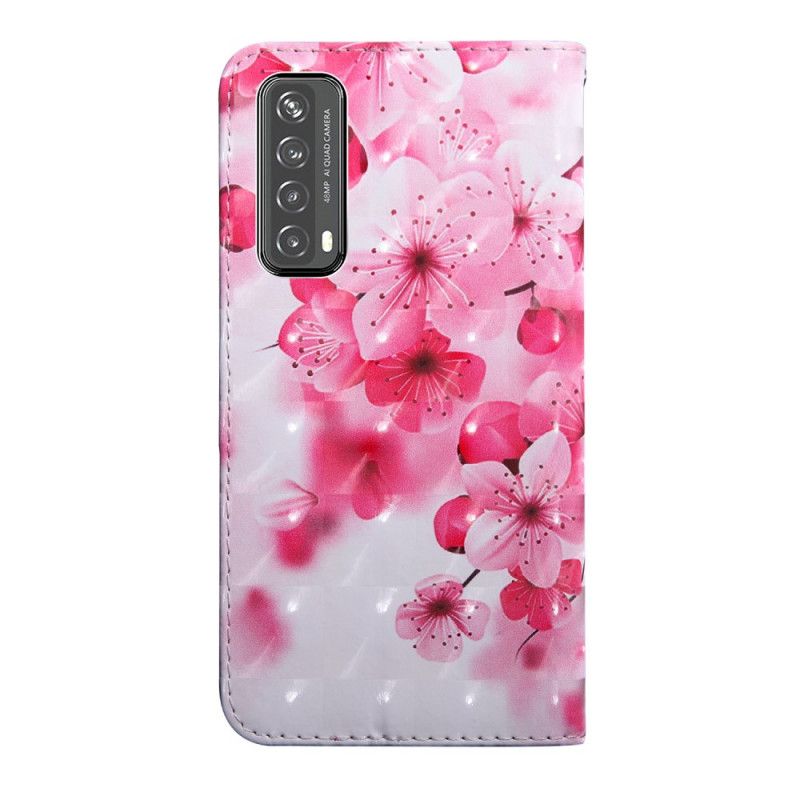 Lederhüllen Huawei P Smart 2021 Magenta Lichtfleckblüten Blühen
