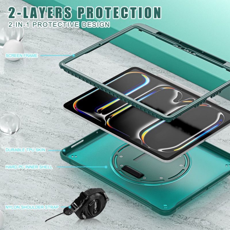 Hülle Für iPad Pro 13 (2025) Handschlaufe Ständer Und Schultergurt