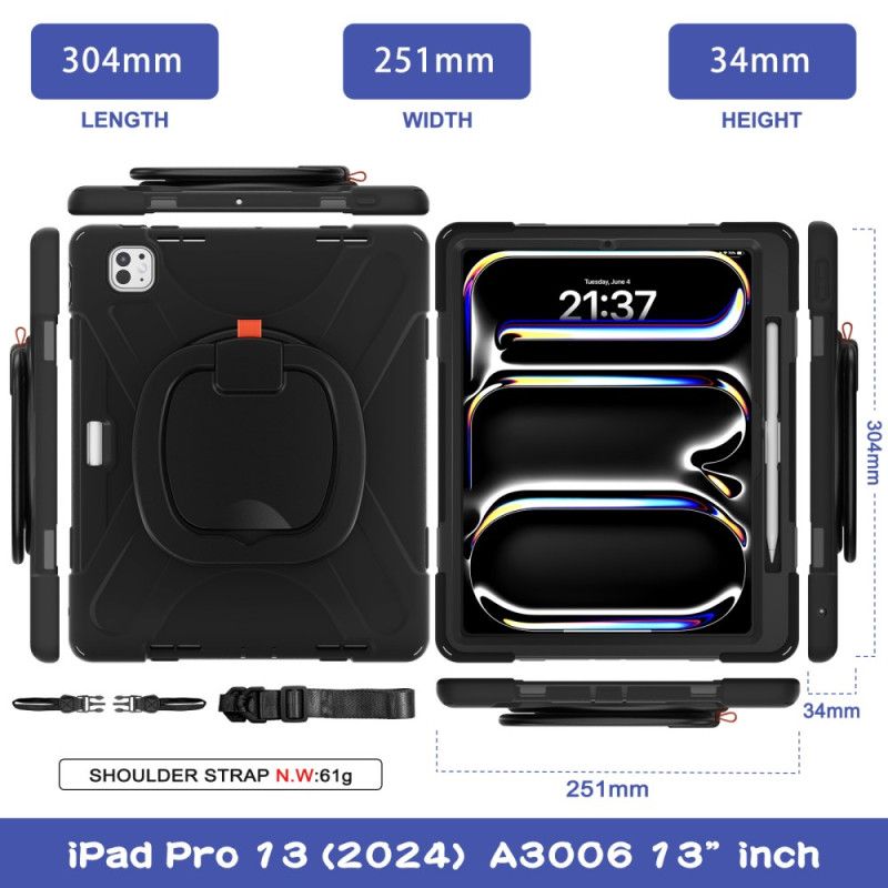 Hülle iPad Pro 13 (2025) Handyhülle Ringhalter Und Verstellbarer Schultergurt