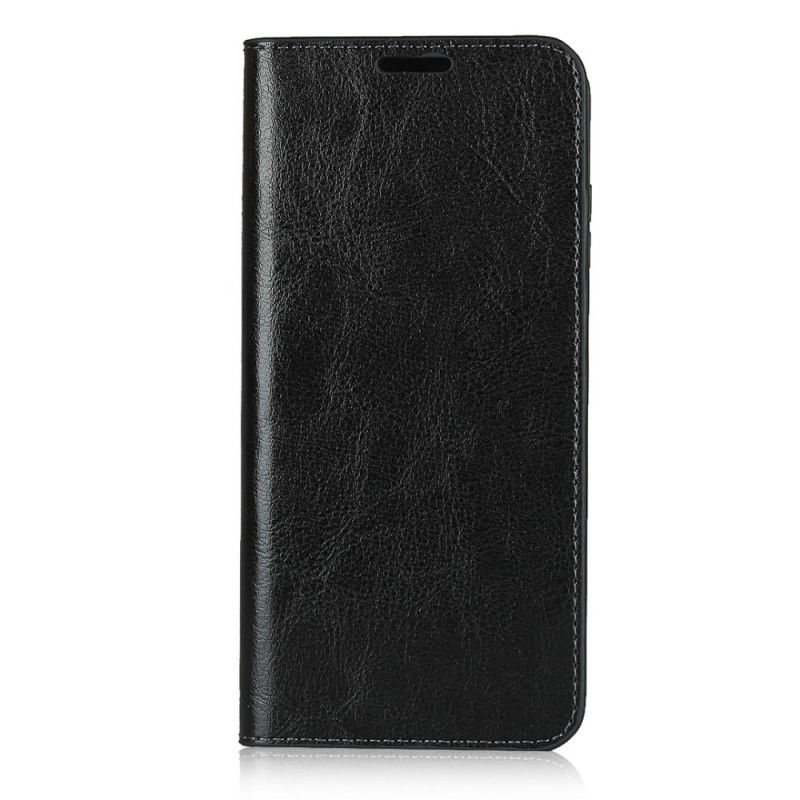 Flip Case Huawei Y6p Schwarz Echtes Leder