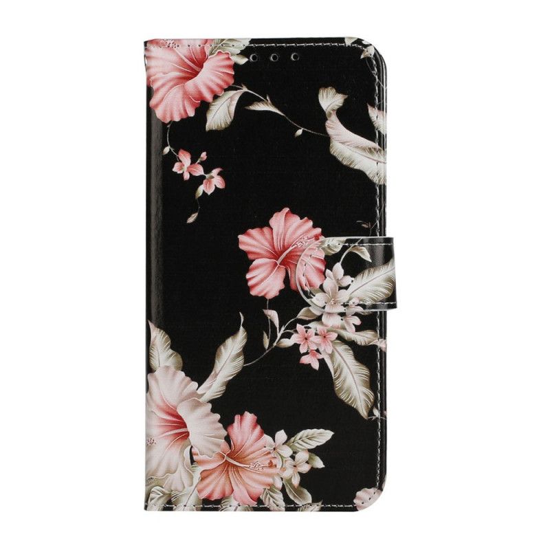 Flip Case Huawei Y6p Schwarz Unzählige Blumen