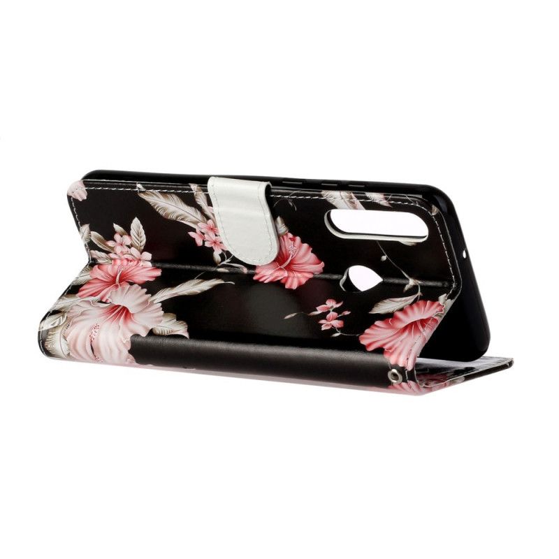 Flip Case Huawei Y6p Schwarz Unzählige Blumen